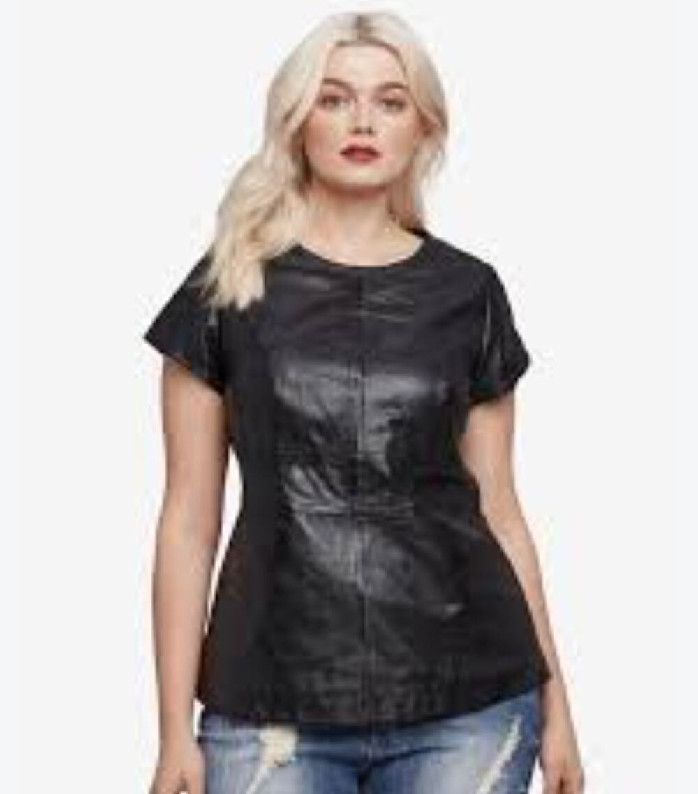 Ellos Leather Top Womens 38 100% lambskin Gothcore Witchcore bikercore sexy
